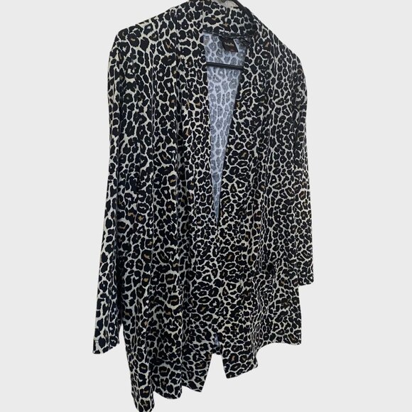 Rafaella Open-Front Leopard Print Cardigan Sweater Women's XL Comfort Casual Fit - Picture 2 of 12